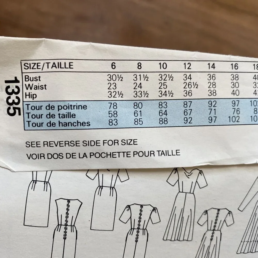 Vintage Vogue Sewing Pattern 1335 Basic Design Dress in 3 lengths Size 6-8-10